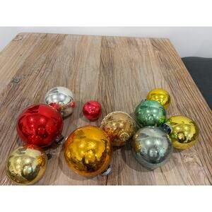 Lot of 10 Vintage Shiny Bright Holiday Christmas Ornaments